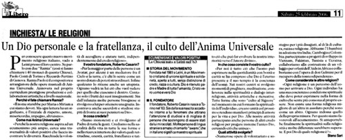 L'articolo del Dott. Steno Sari su Libero L'articolo del Dott. Steno Sari su Libero