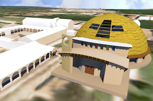 Modello 3D del tempio in costruzione Modello 3D del tempio in costruzione
