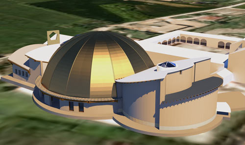 Modello 3D del tempio in costruzione Modello 3D del tempio in costruzione