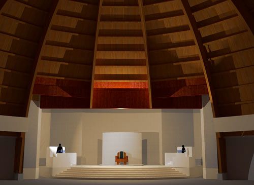 Modello 3D del tempio in costruzione Modello 3D del tempio in costruzione