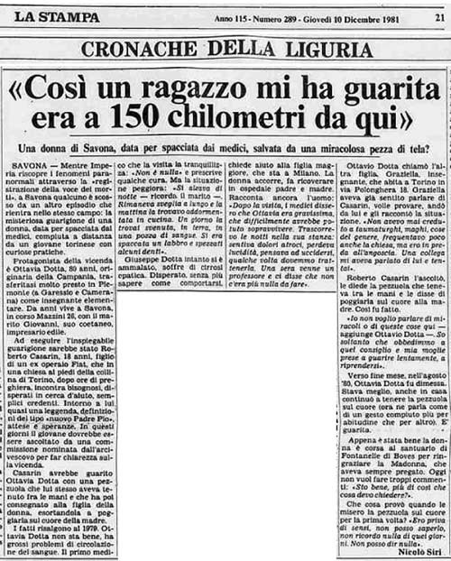 Articolo de La Stampa